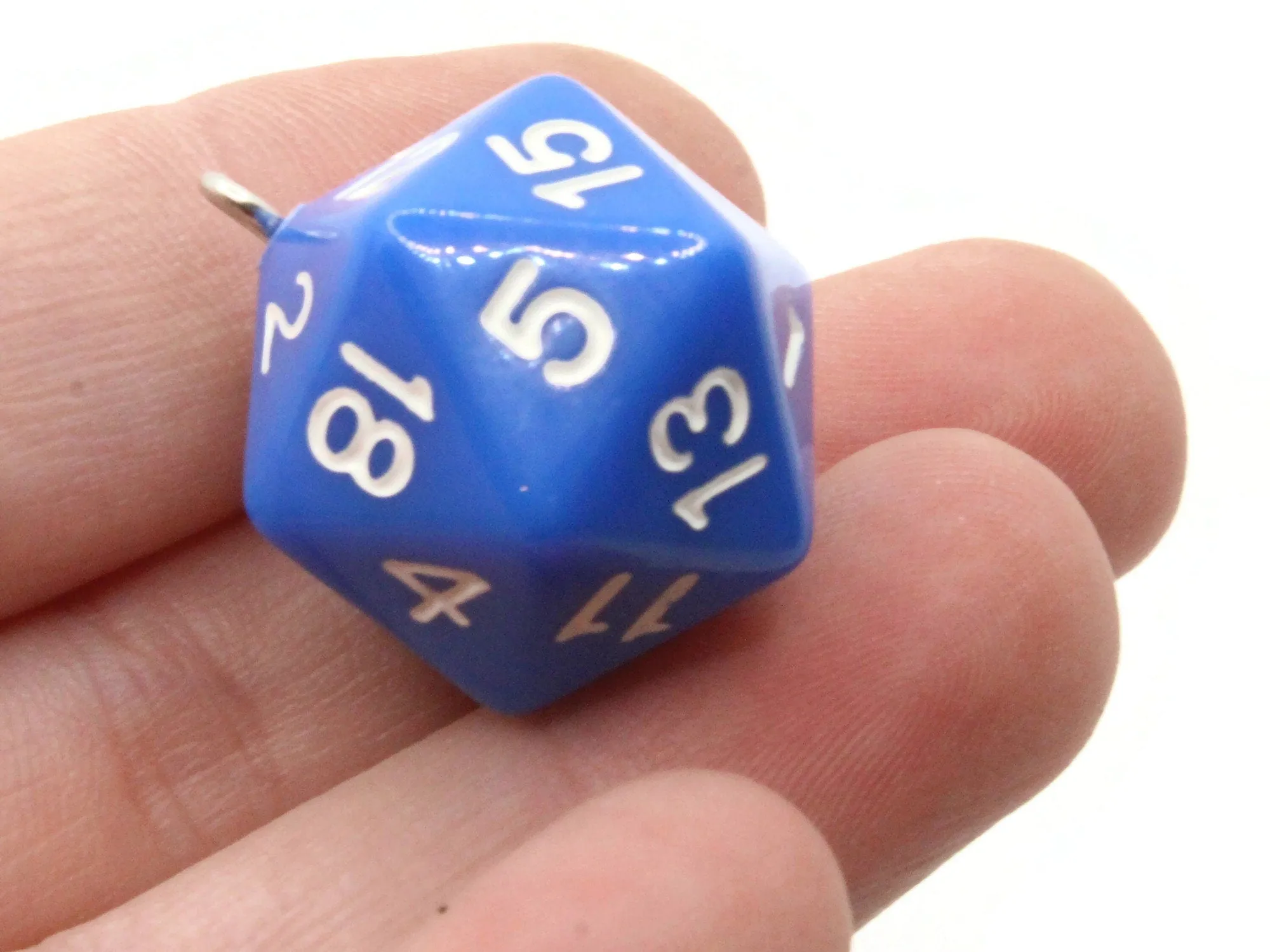 2 20mm Blue Resin D20 20 Sided Dice Charms