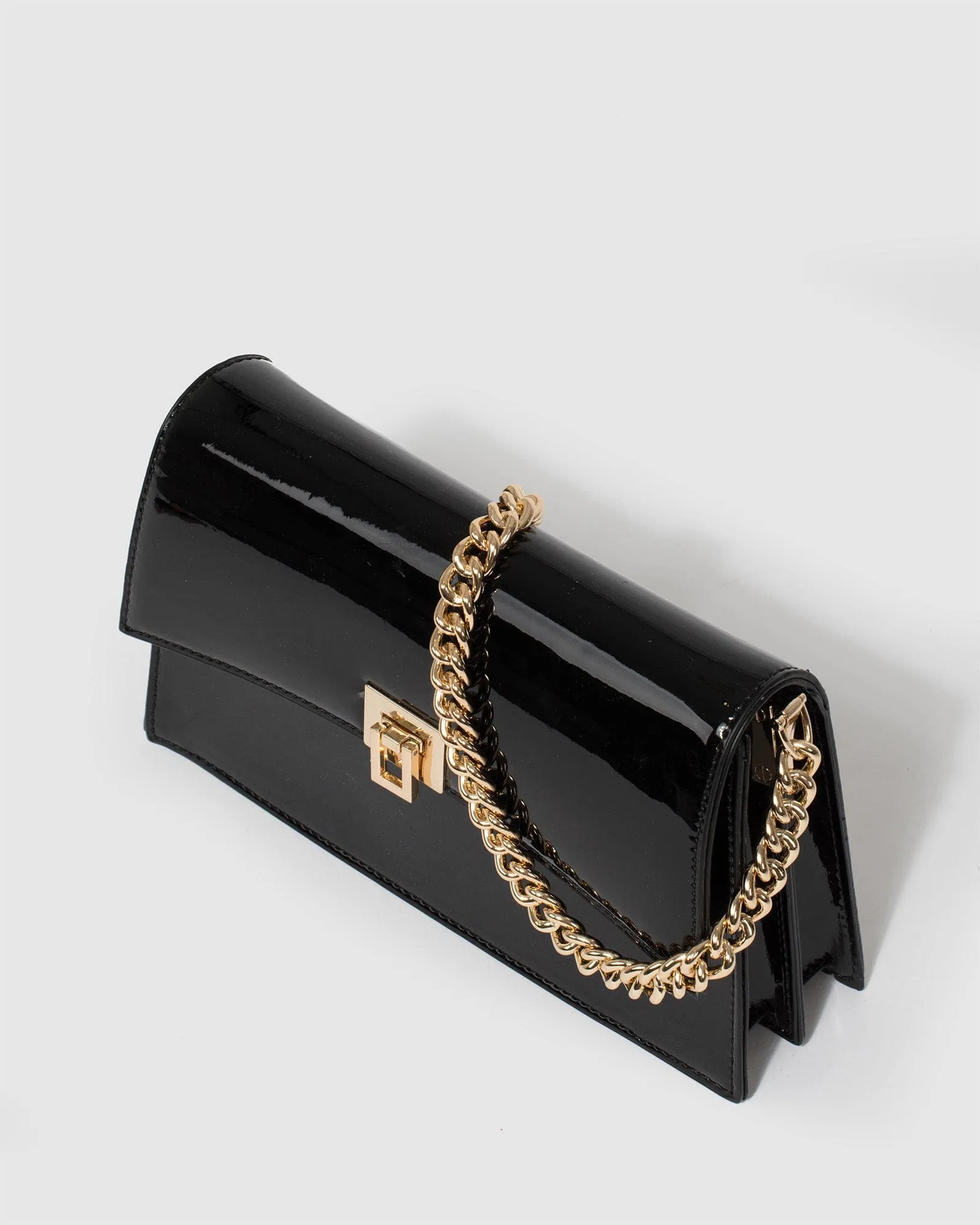 Alana Lock Black Shoulder Bag