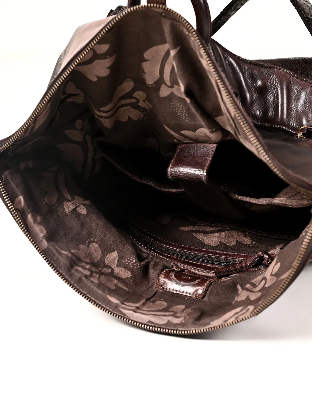 Art N Vintage Leo: Real Leather Brown With Wash Effect Backpack