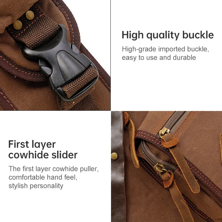 AUGUR 8171 Multi-function Canvas Chest Bag Shoulder Messenger Crossby Bag(Khaki)