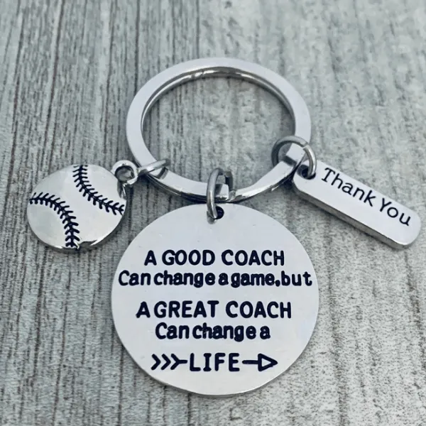 Baseball Coach Keychain with Inspirational Charms