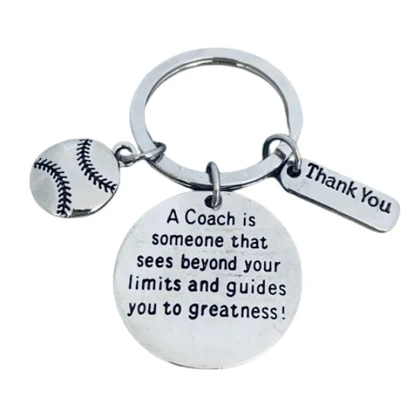 Baseball Coach Keychain with Inspirational Charms