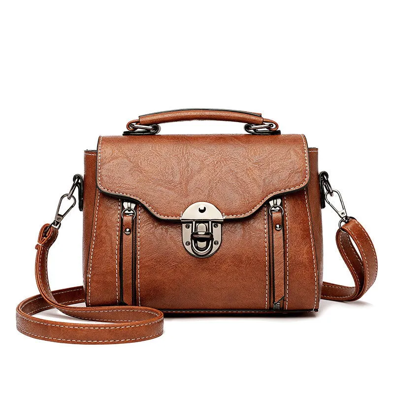 Buckle Décor Square Women Leather Handbags