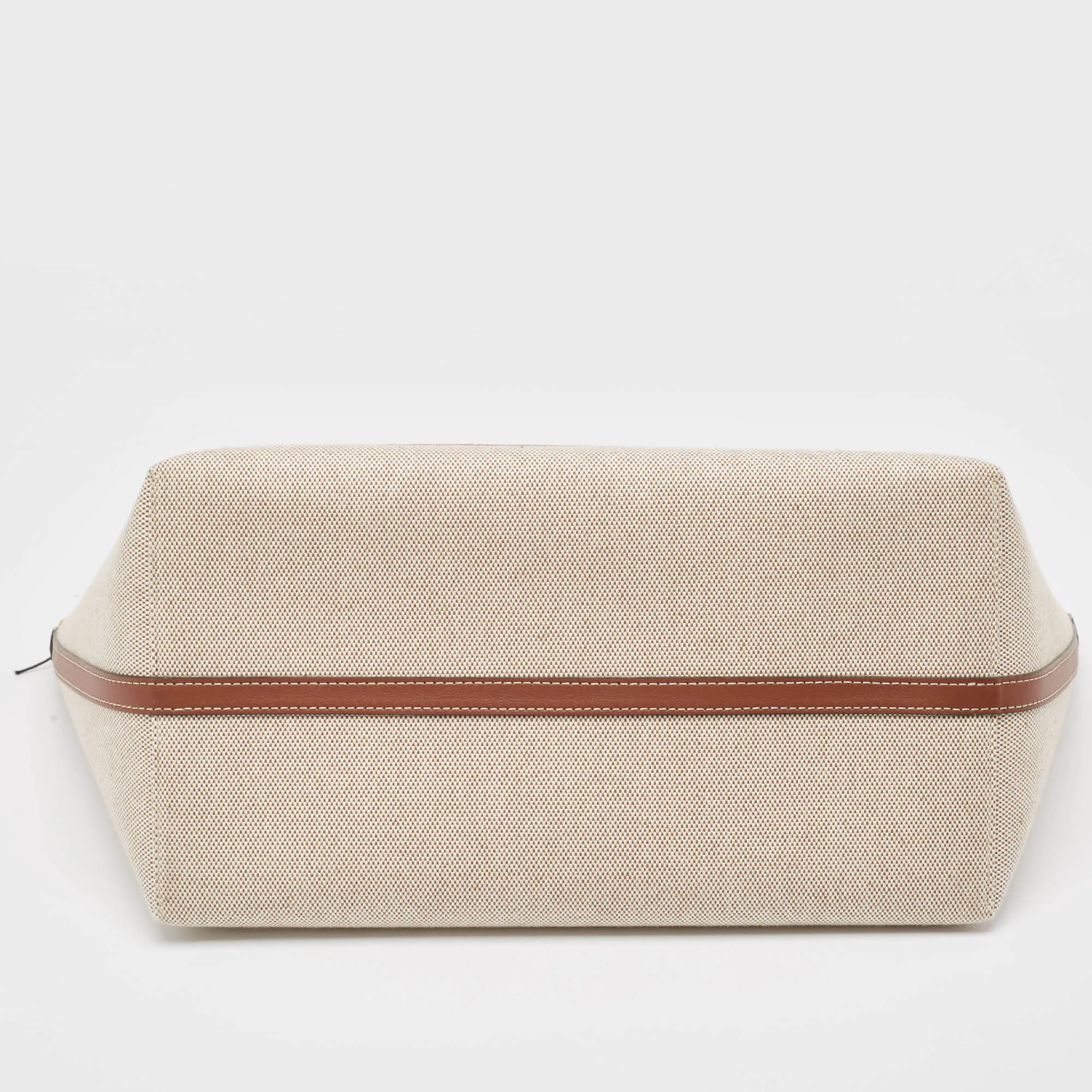 BURBERRY Beige/Brown Canvas and Leather Small Soft Pocket Tote