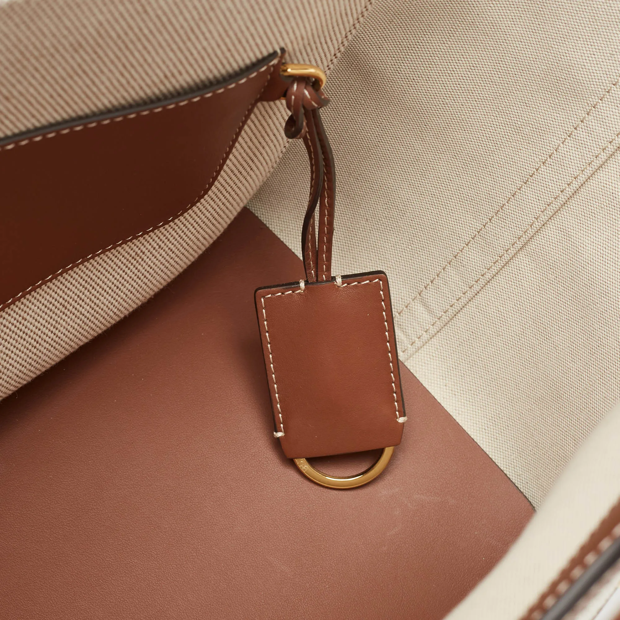 BURBERRY Beige/Brown Canvas and Leather Small Soft Pocket Tote
