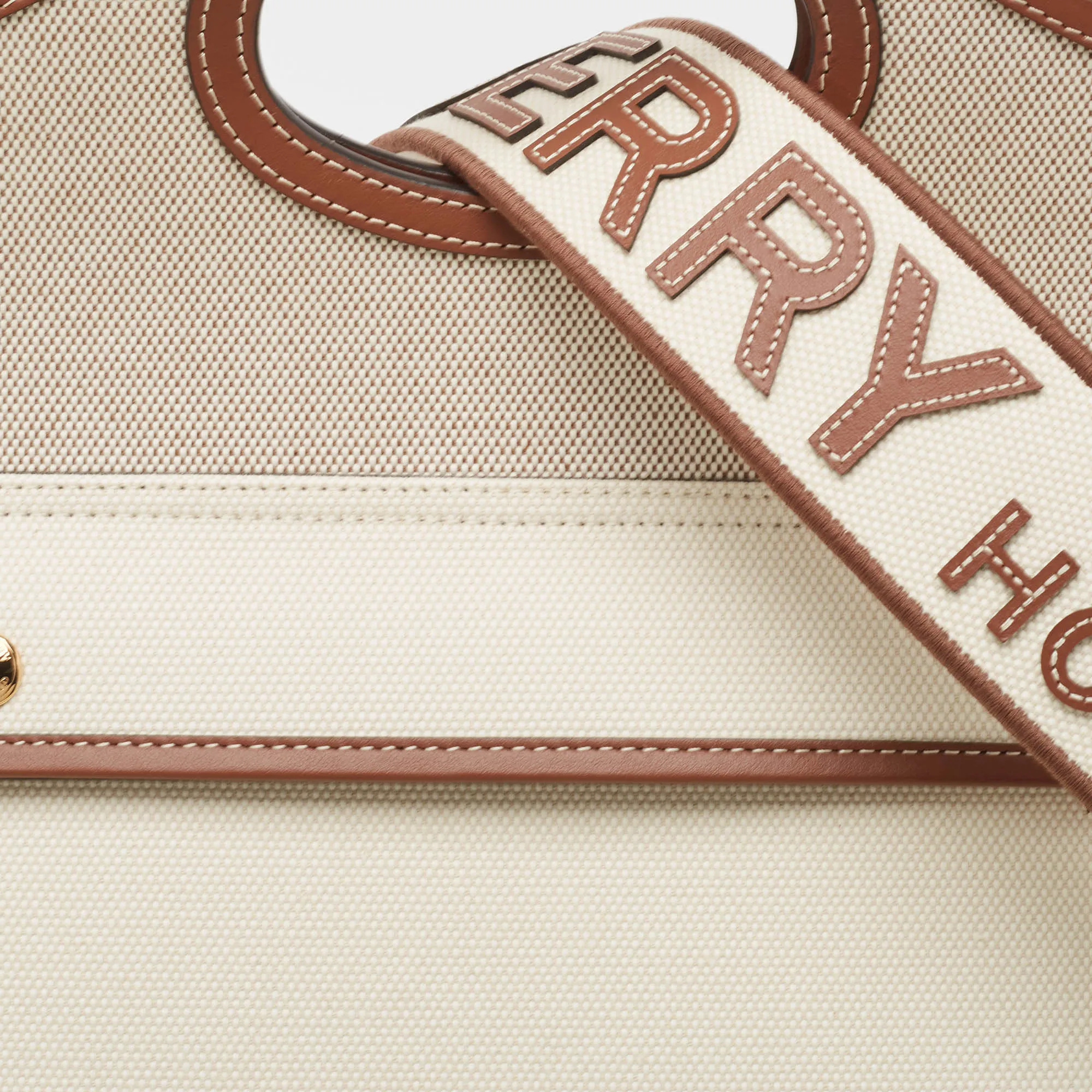 BURBERRY Beige/Brown Canvas and Leather Small Soft Pocket Tote