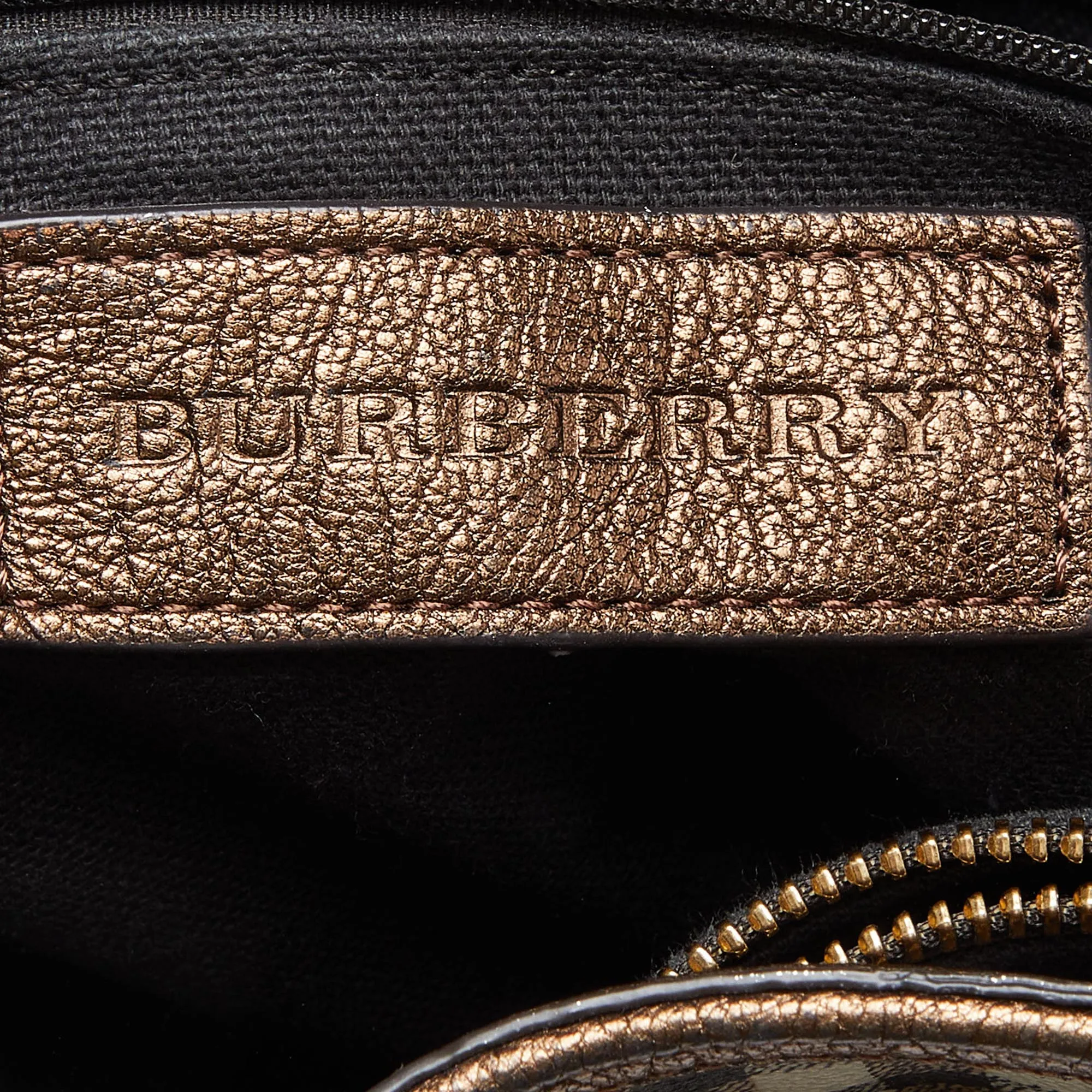 BURBERRY Beige/Metallic Haymarket Check Canvas and Leather Medium Golderton Tote