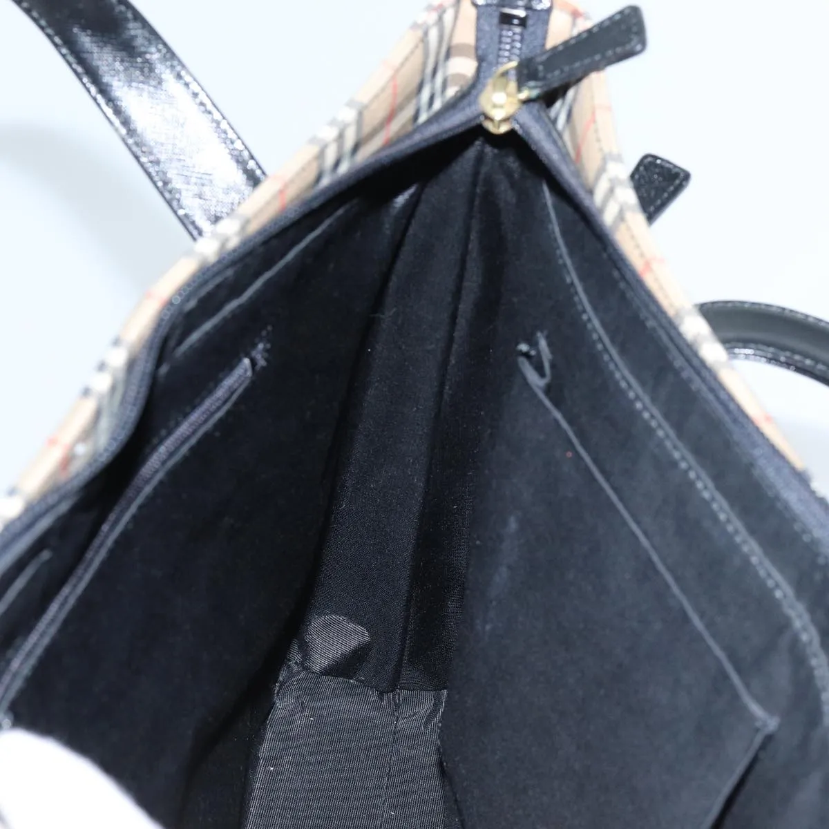 BURBERRY Nova Check Tote Bag Canvas Beige Black  hk1203