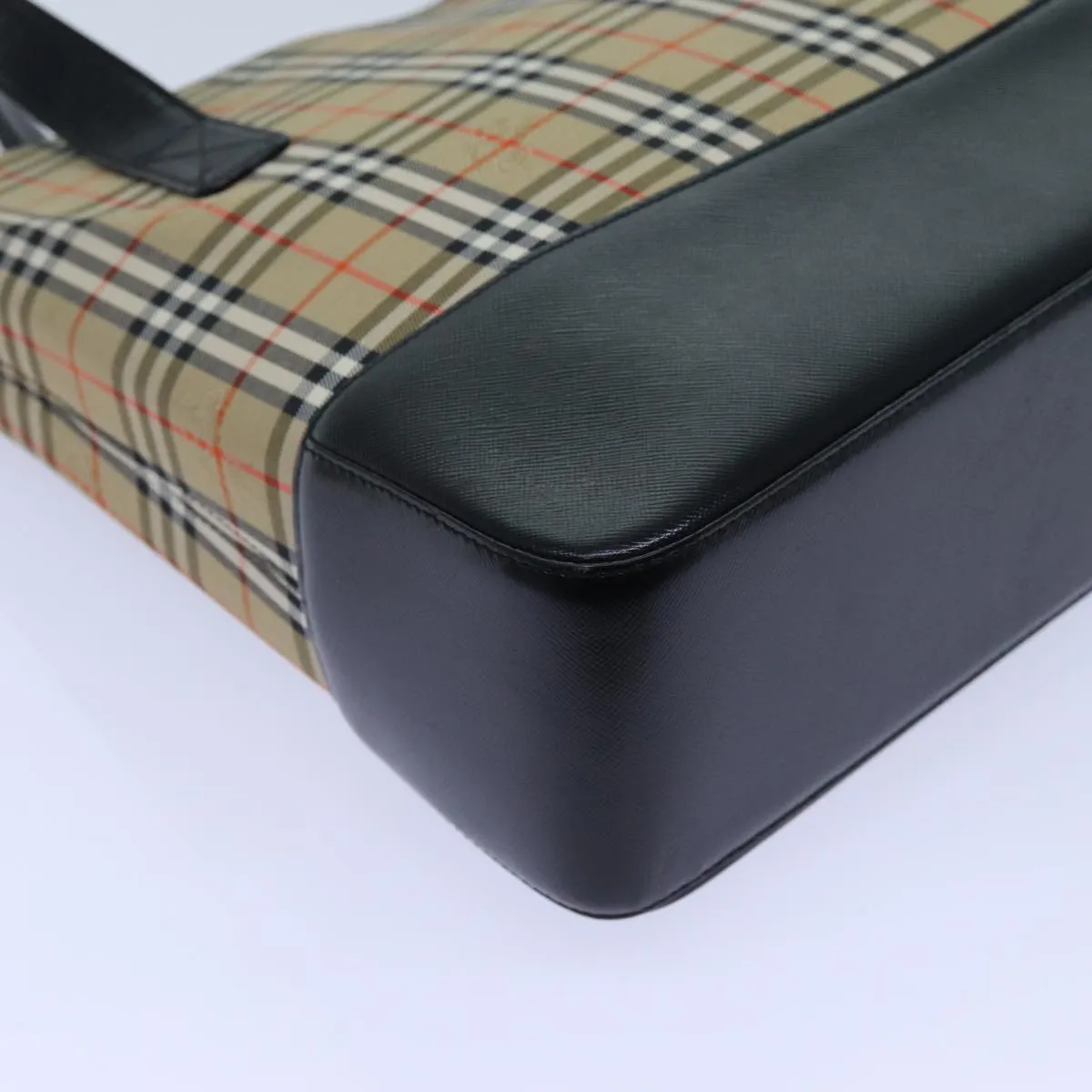 BURBERRY Nova Check Tote Bag Canvas Beige Black  hk1203