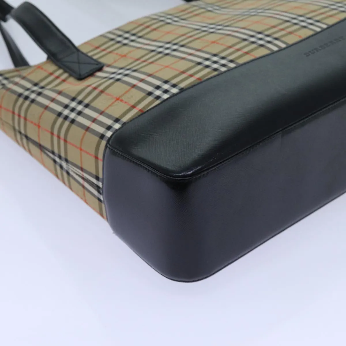 BURBERRY Nova Check Tote Bag Canvas Beige Black  hk1203