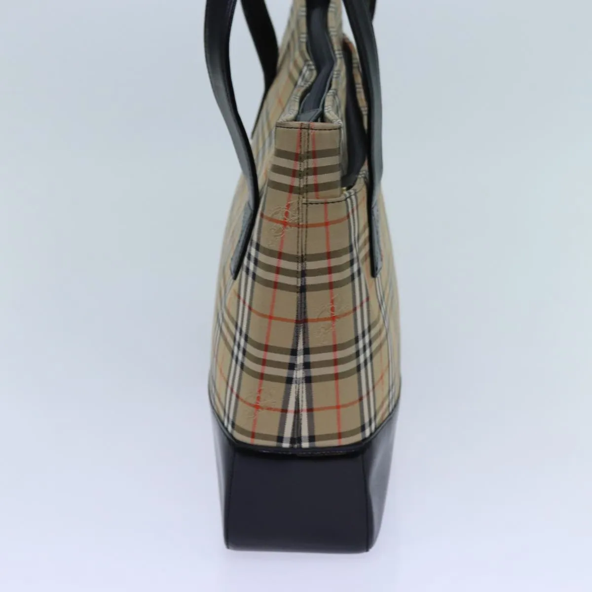 BURBERRY Nova Check Tote Bag Canvas Beige Black  hk1203