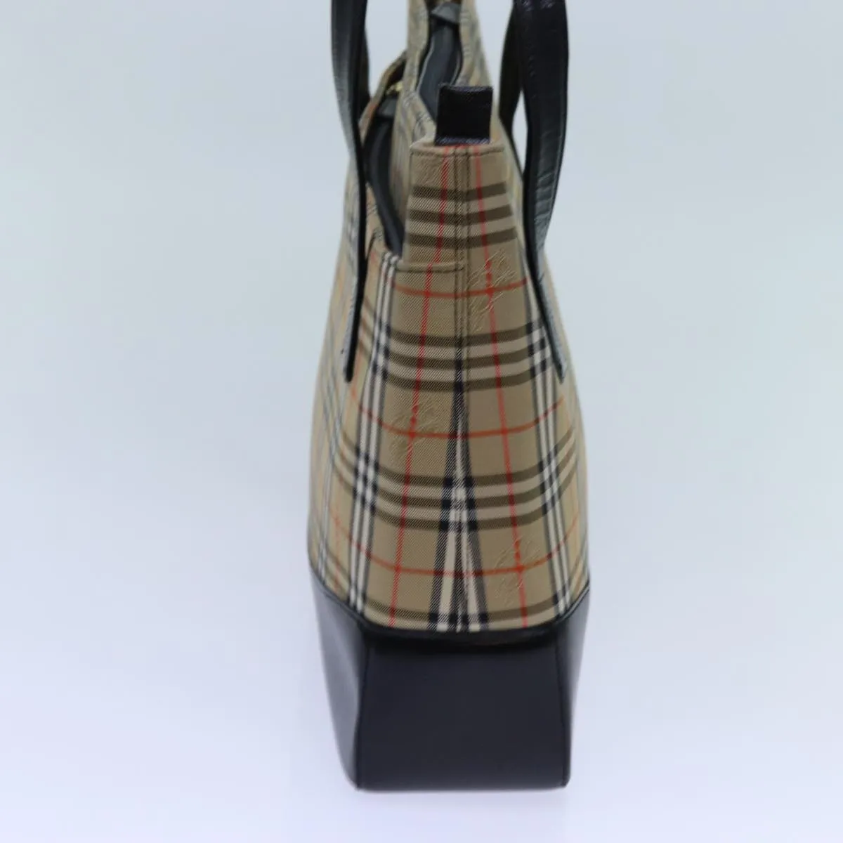 BURBERRY Nova Check Tote Bag Canvas Beige Black  hk1203