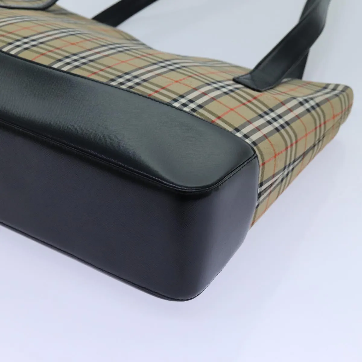 BURBERRY Nova Check Tote Bag Canvas Beige Black  hk1203