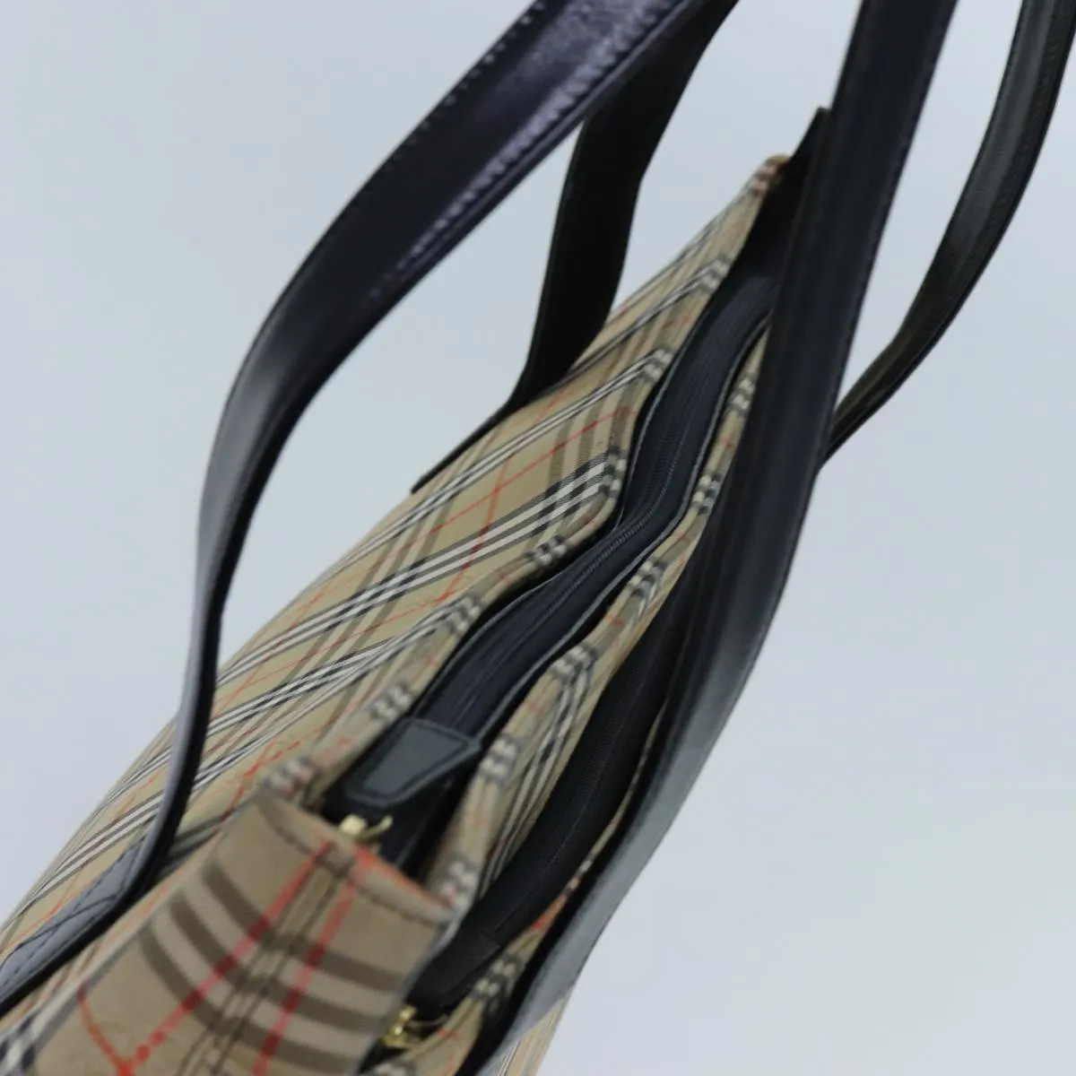BURBERRY Nova Check Tote Bag Canvas Beige Black  hk1203