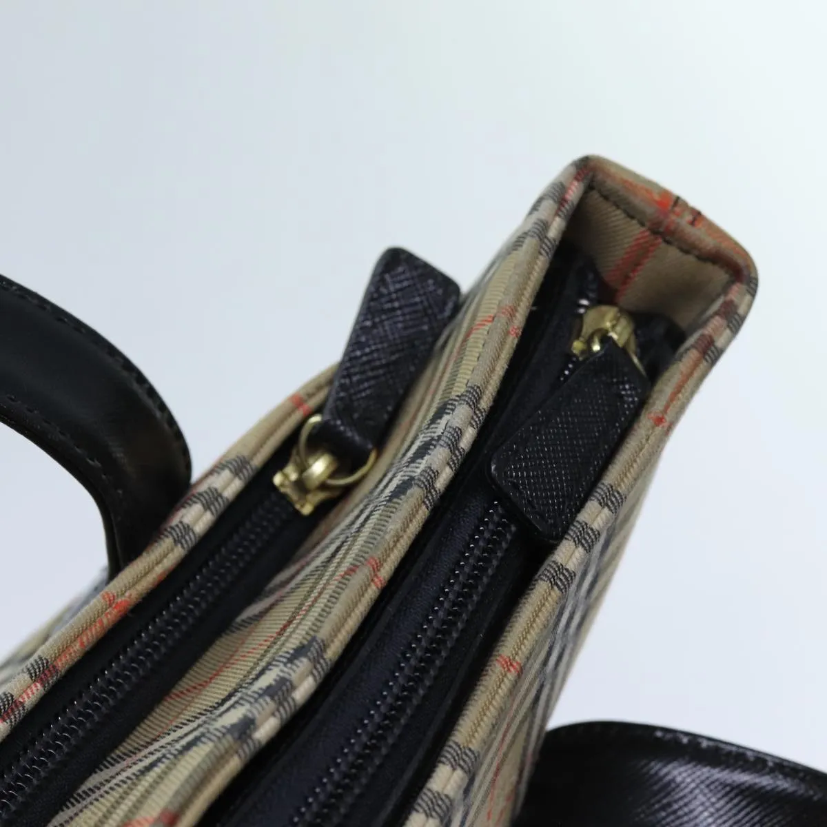 BURBERRY Nova Check Tote Bag Canvas Beige Black  hk1203