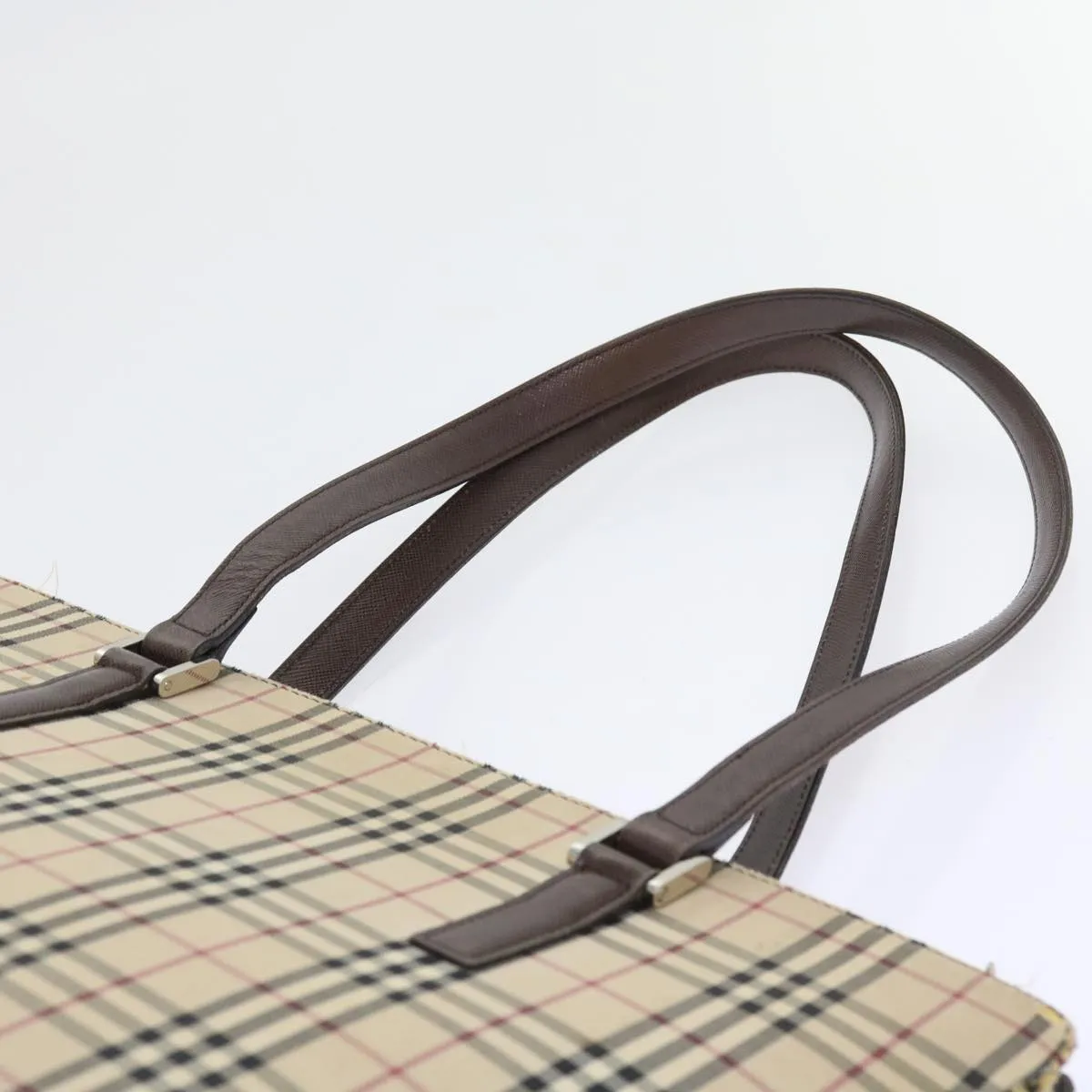 BURBERRY Nova Check Tote Bag Nylon Canvas Beige  56398