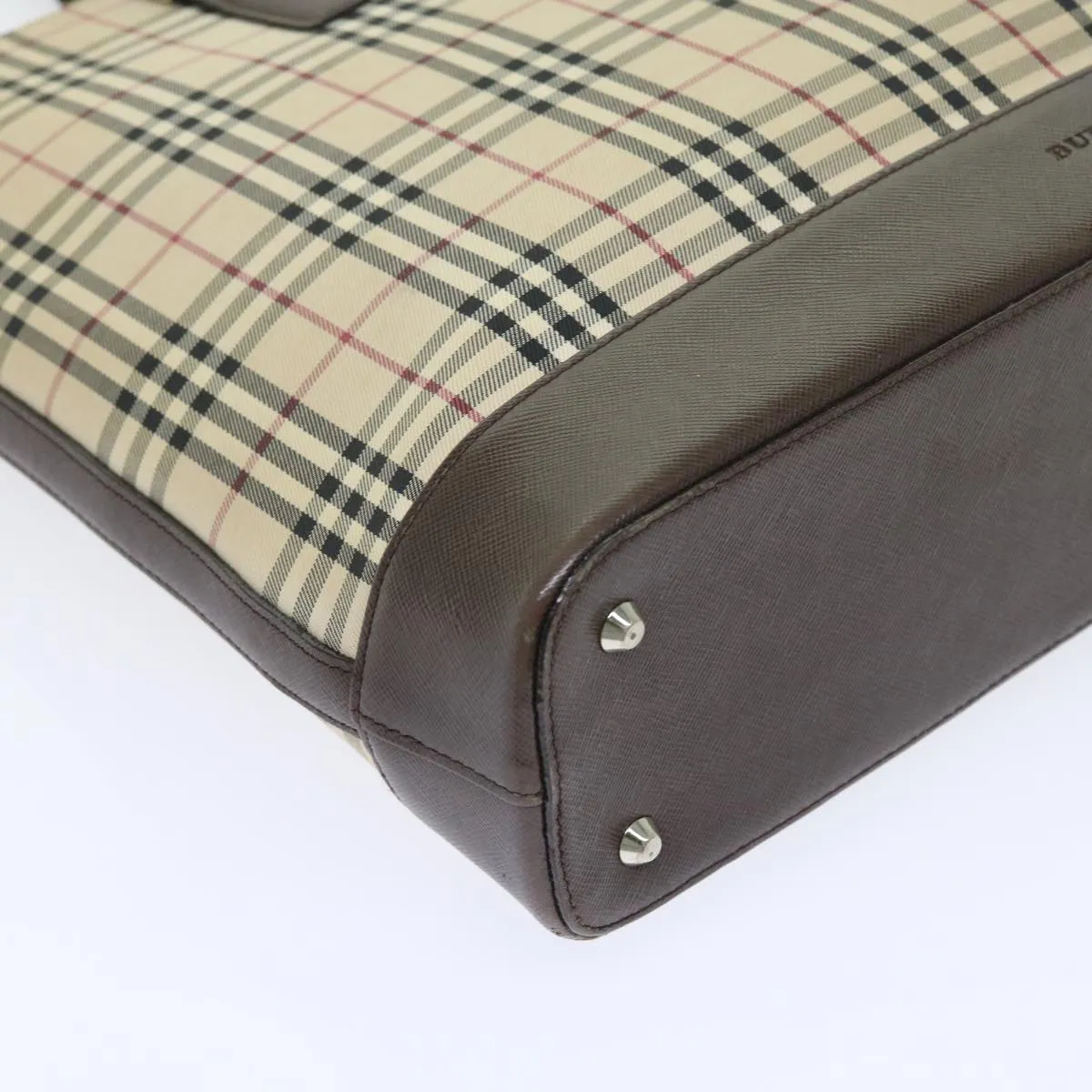 BURBERRY Nova Check Tote Bag Nylon Canvas Beige  56398