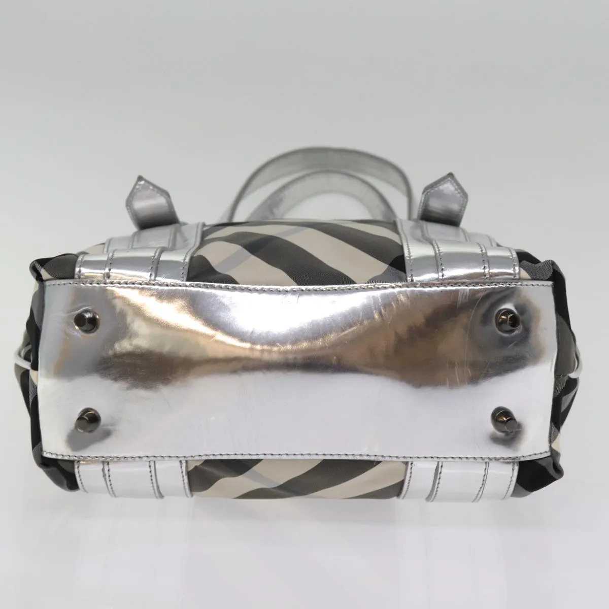 BURBERRY Nova Check Tote Bag Nylon Gray  77008