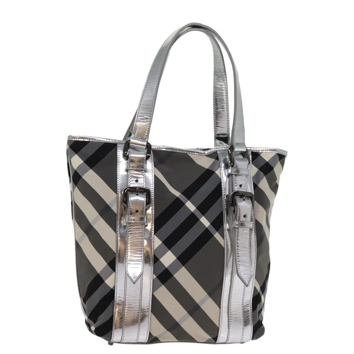 BURBERRY Nova Check Tote Bag Nylon Gray  77008