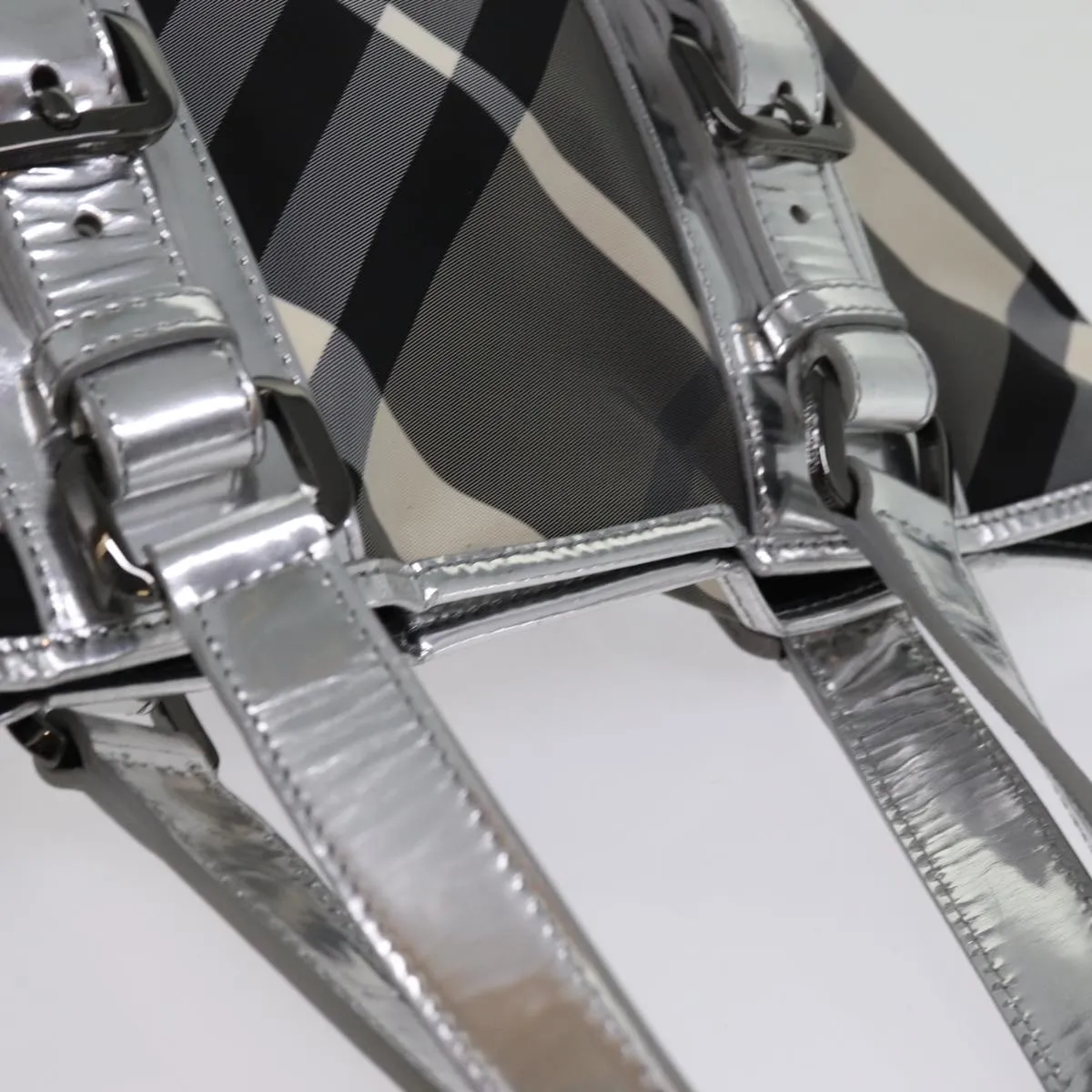 BURBERRY Nova Check Tote Bag Nylon Gray  77008