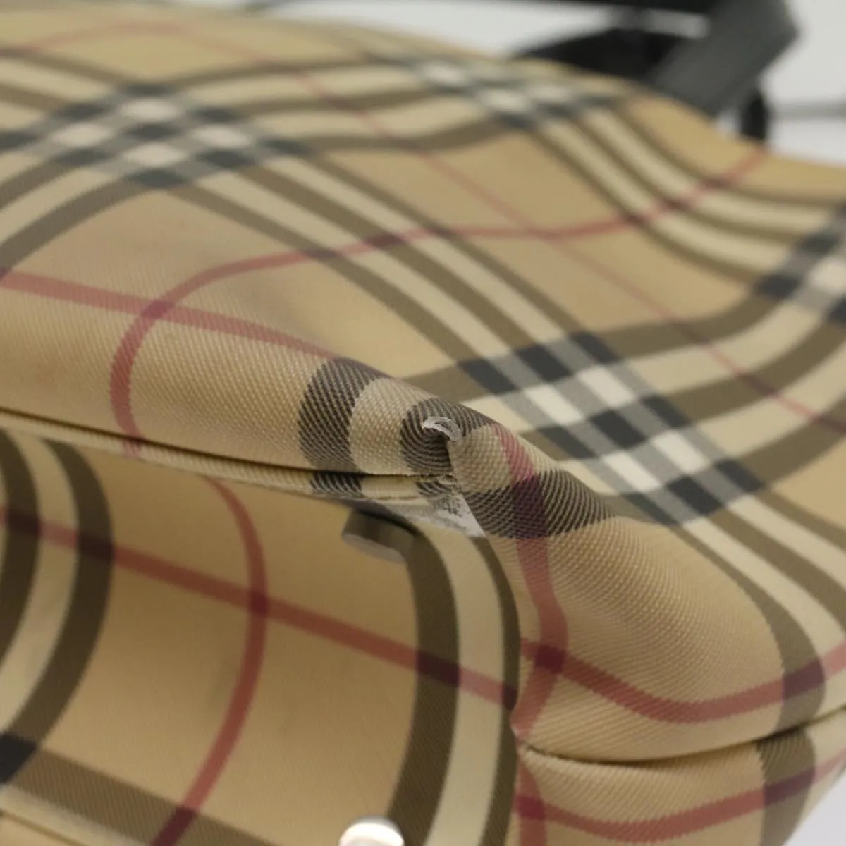 BURBERRY Nova Check Tote Bag PVC Leather Beige  bs8543