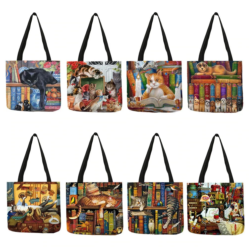 Classic Paint Print Cats Reusable Tote Bag