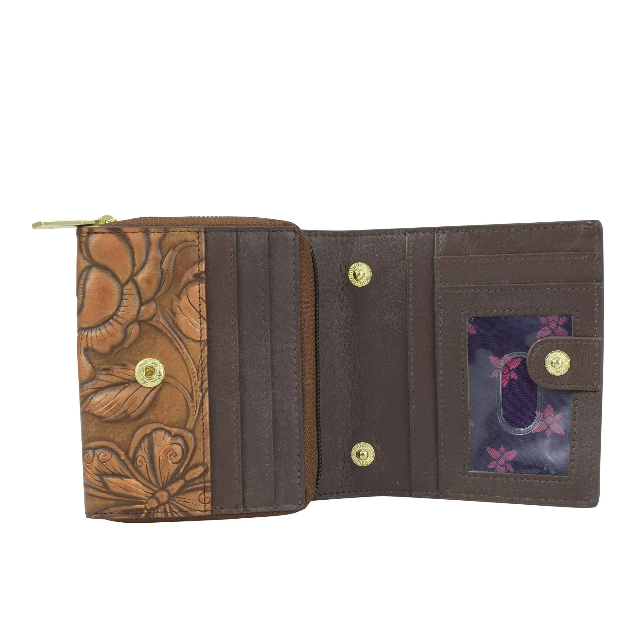 Hand Painted Embossed Leather Crossbody Organizer