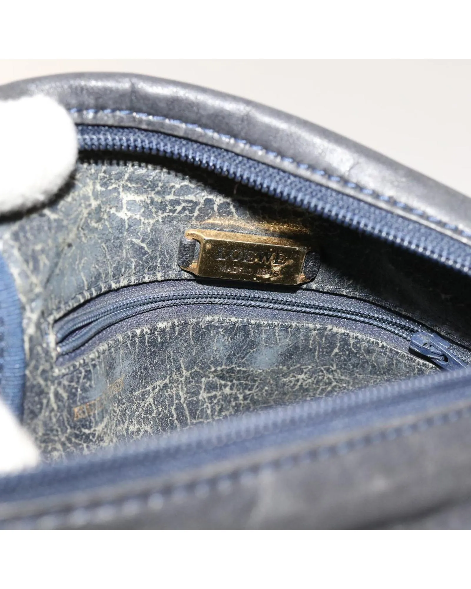 Leather Navy Shoulder Bag with 55cm Drop