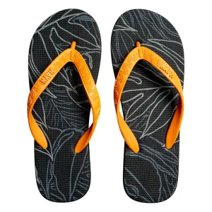 Men's Sig Zane Slippers (Uluwehi Keaukaha) Black & Orange