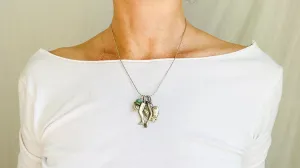Milagro Pendants Necklace. Mexico. Sterling Silver and Jade. 0452