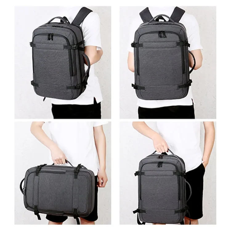 OUMANTU 1907 Large Capacity Men Laptop Backpack Business Travel Shoulders Bag with External USB Charging Port(Black)