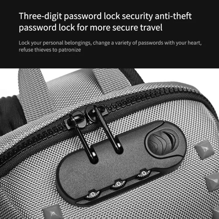 Ozuko 9283 Men Outdoor Anti-theft Chest Bag Rivet Messenger Bag with External USB Charging Port(Blue)