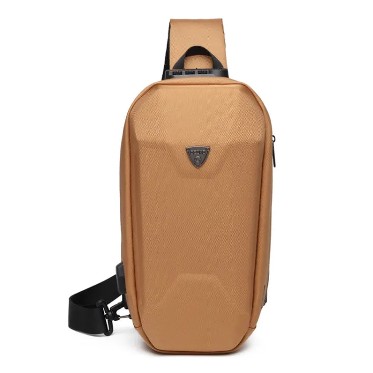 Ozuko 9321 Outdoor Anti-Theft Oxford Cloth Men Chest Bag Waterproof Messenger Bag with External USB Charging Port(Brown)