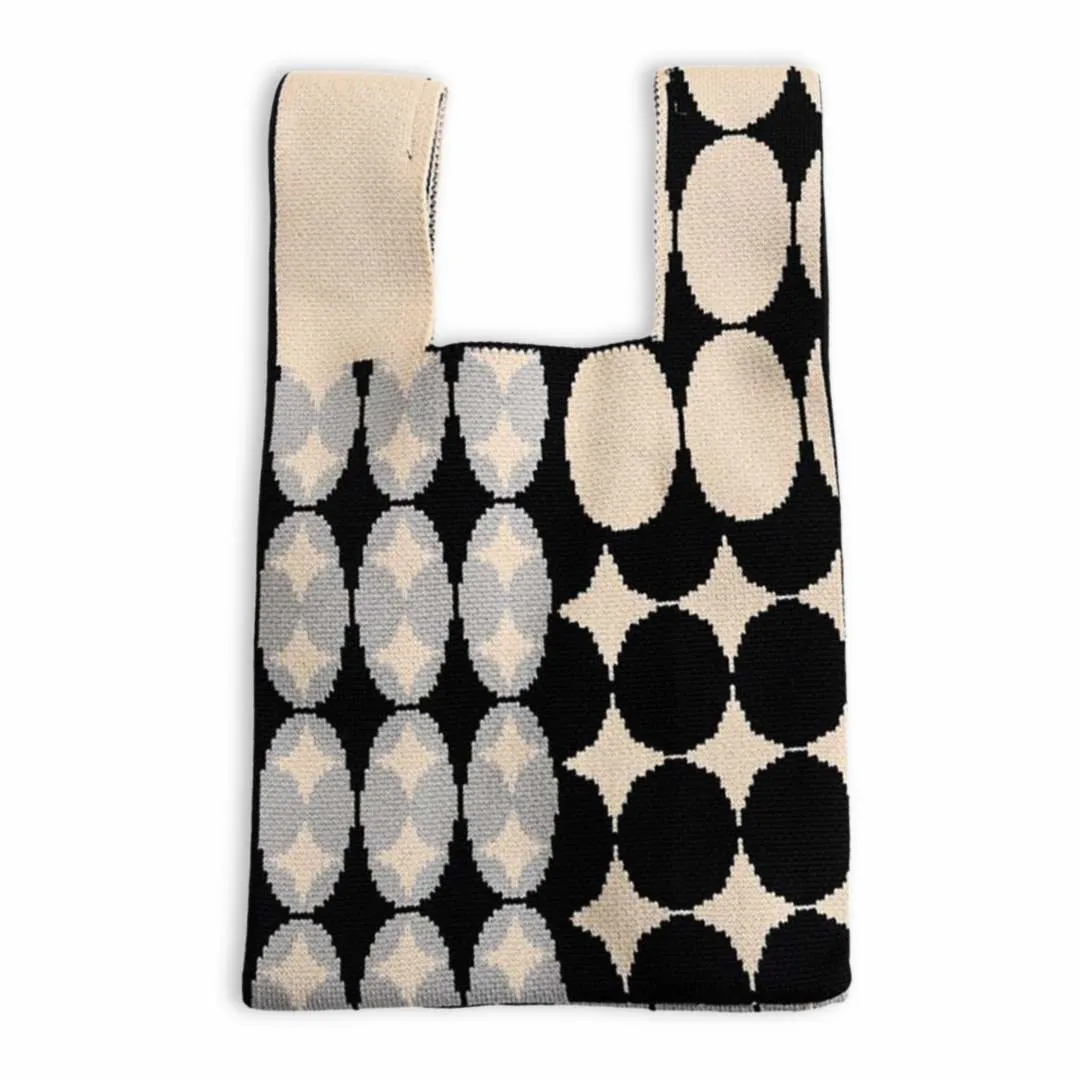 Retro Diamond Knitted Mini Tote Bag