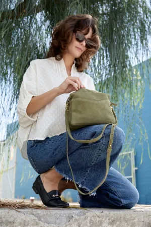 Rome Crossbody in Moss Suede