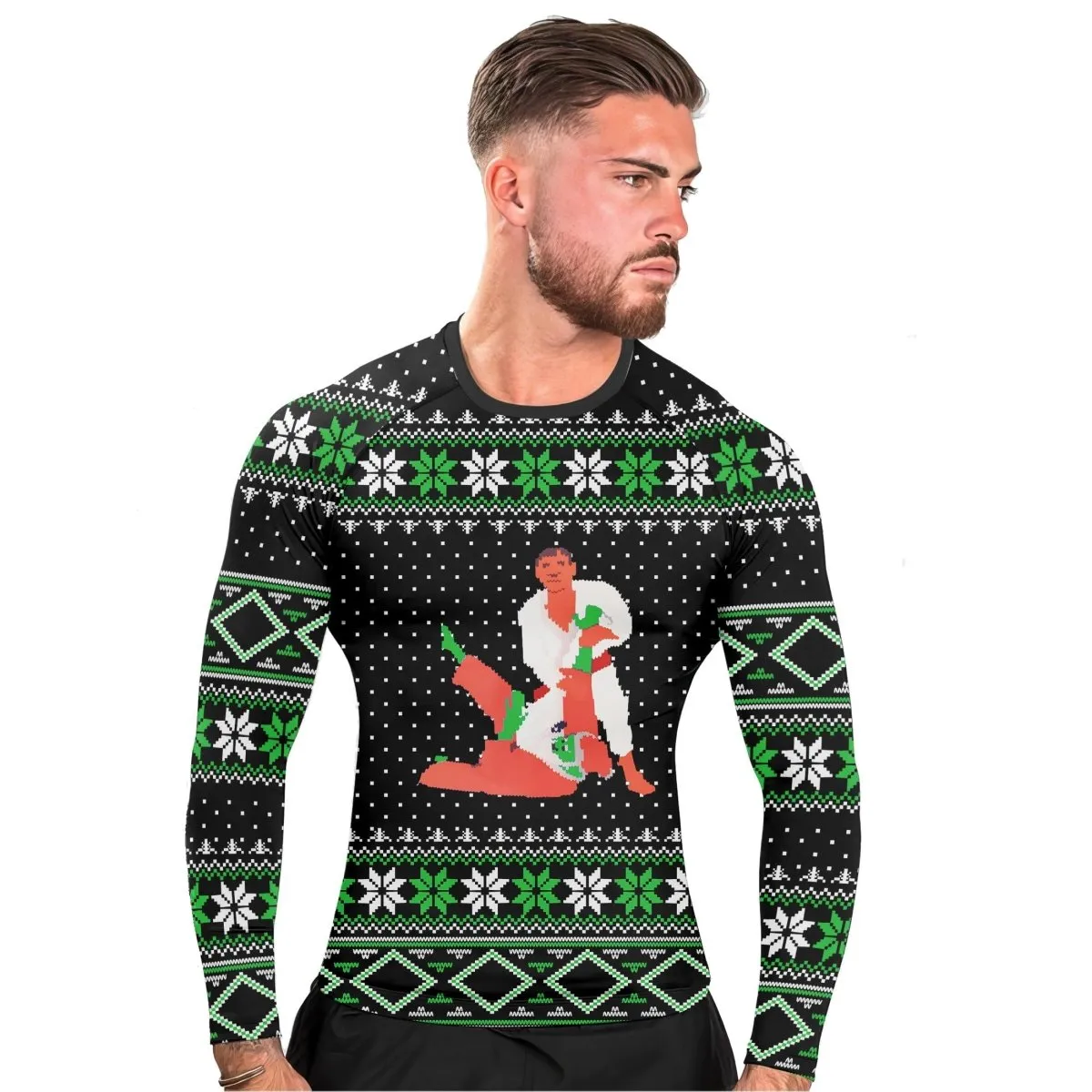 Santa Christmas Man Long Sleeve Rash Guard