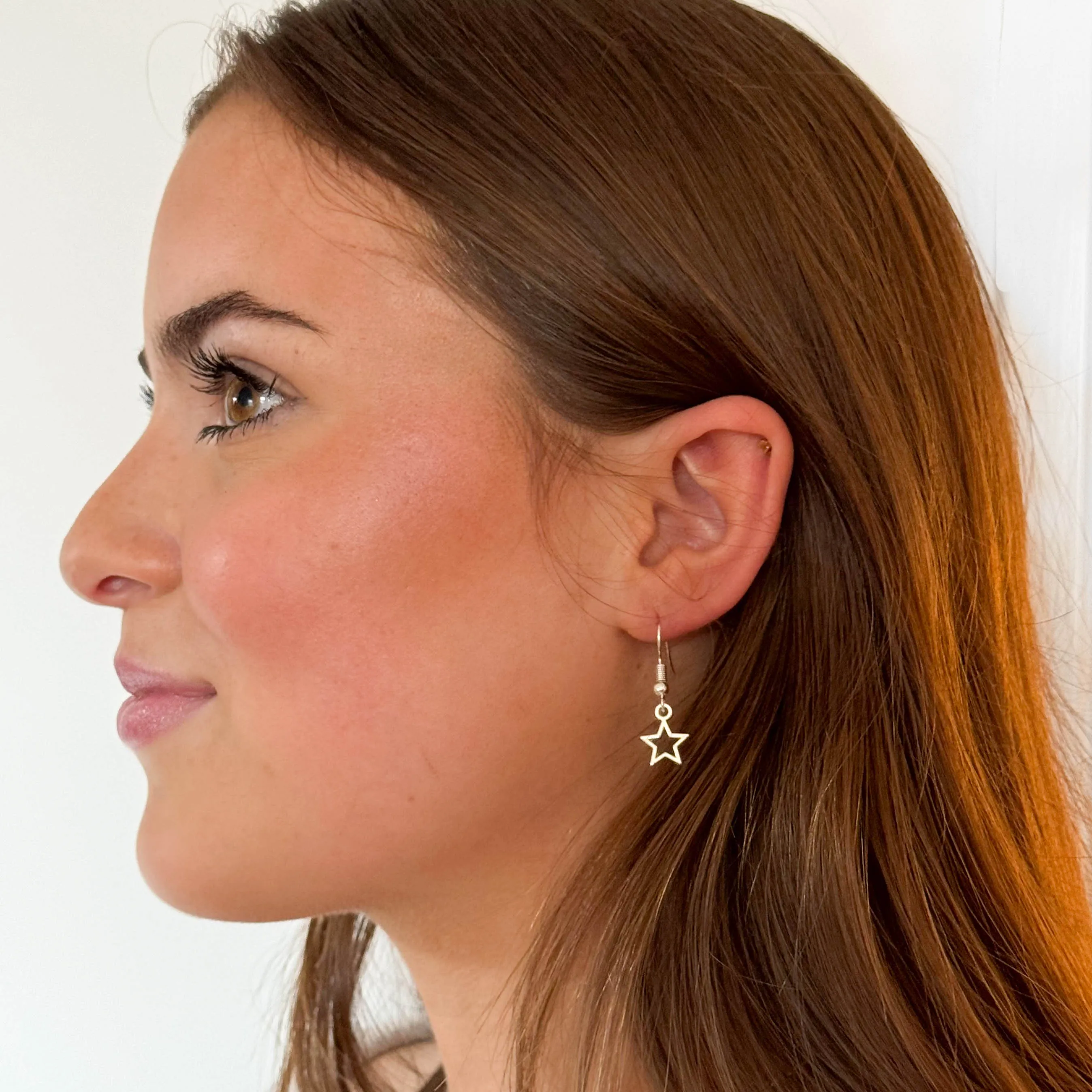 Small Star Charm Silver Plated Earrings