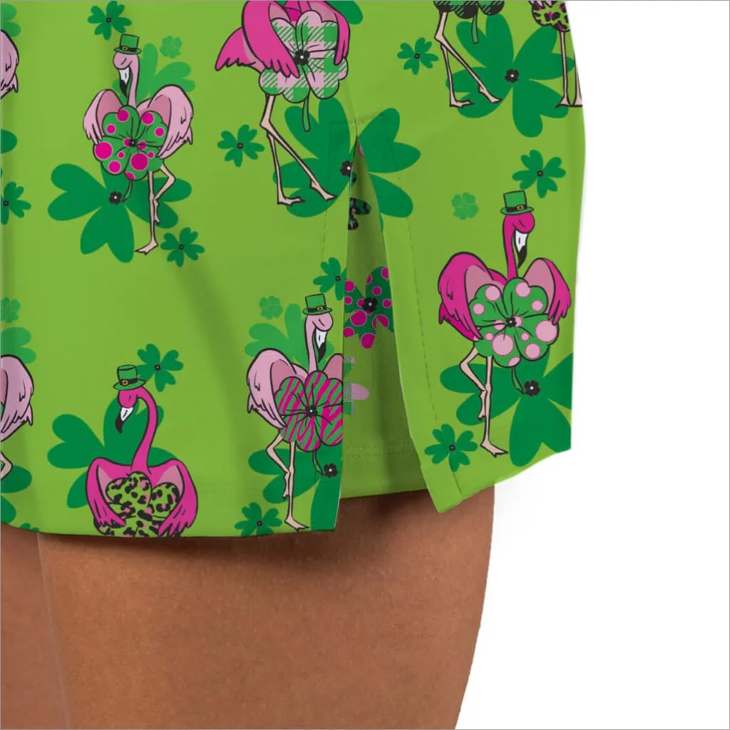 ST. PADDY'S FLAMINGOS GREEN SKORT