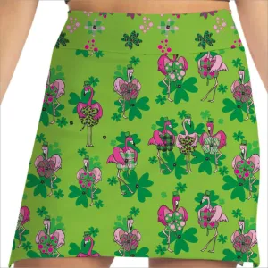 ST. PADDY'S FLAMINGOS GREEN SKORT