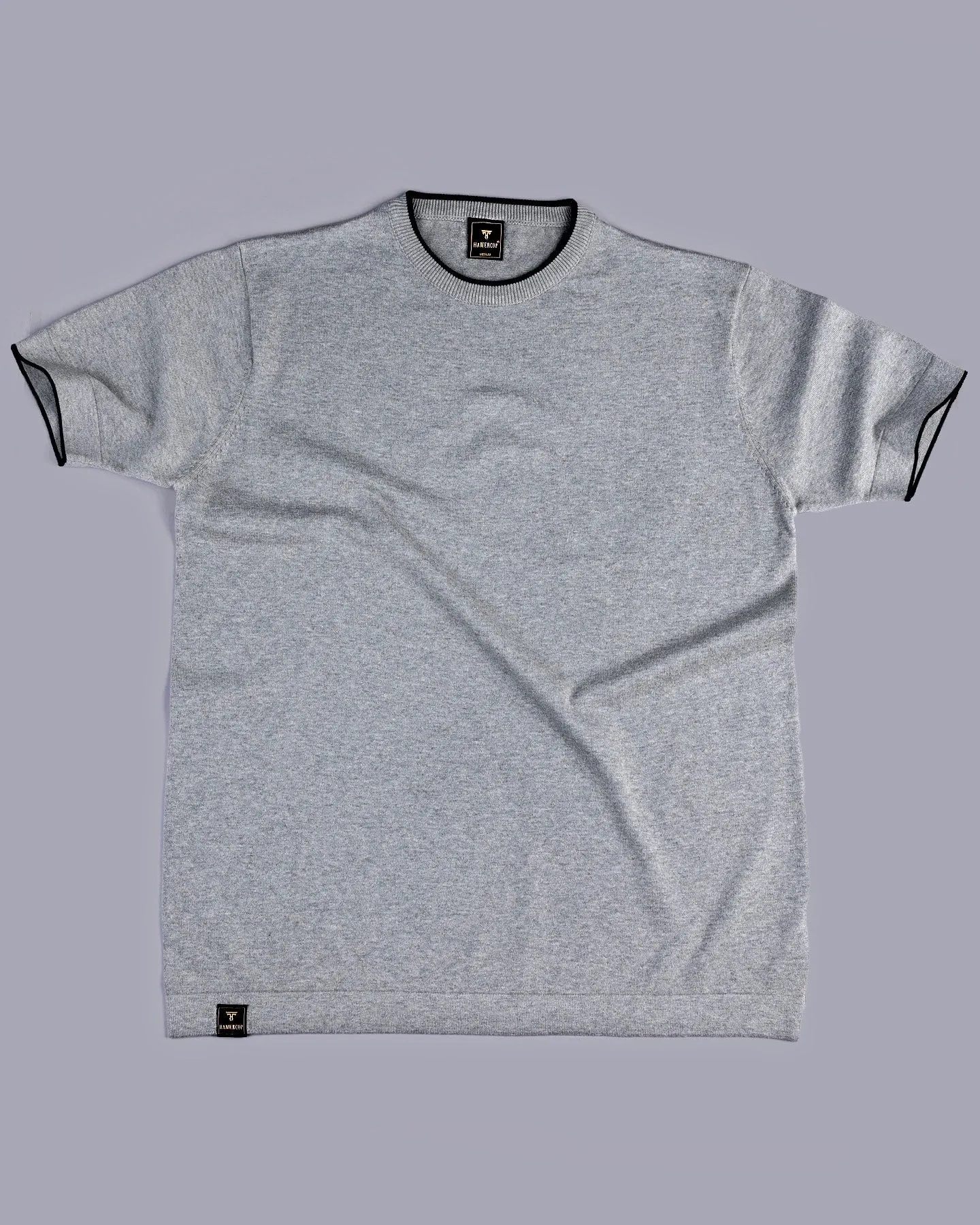 Thunder Gray Melange Knitted Cotton T-Shirt
