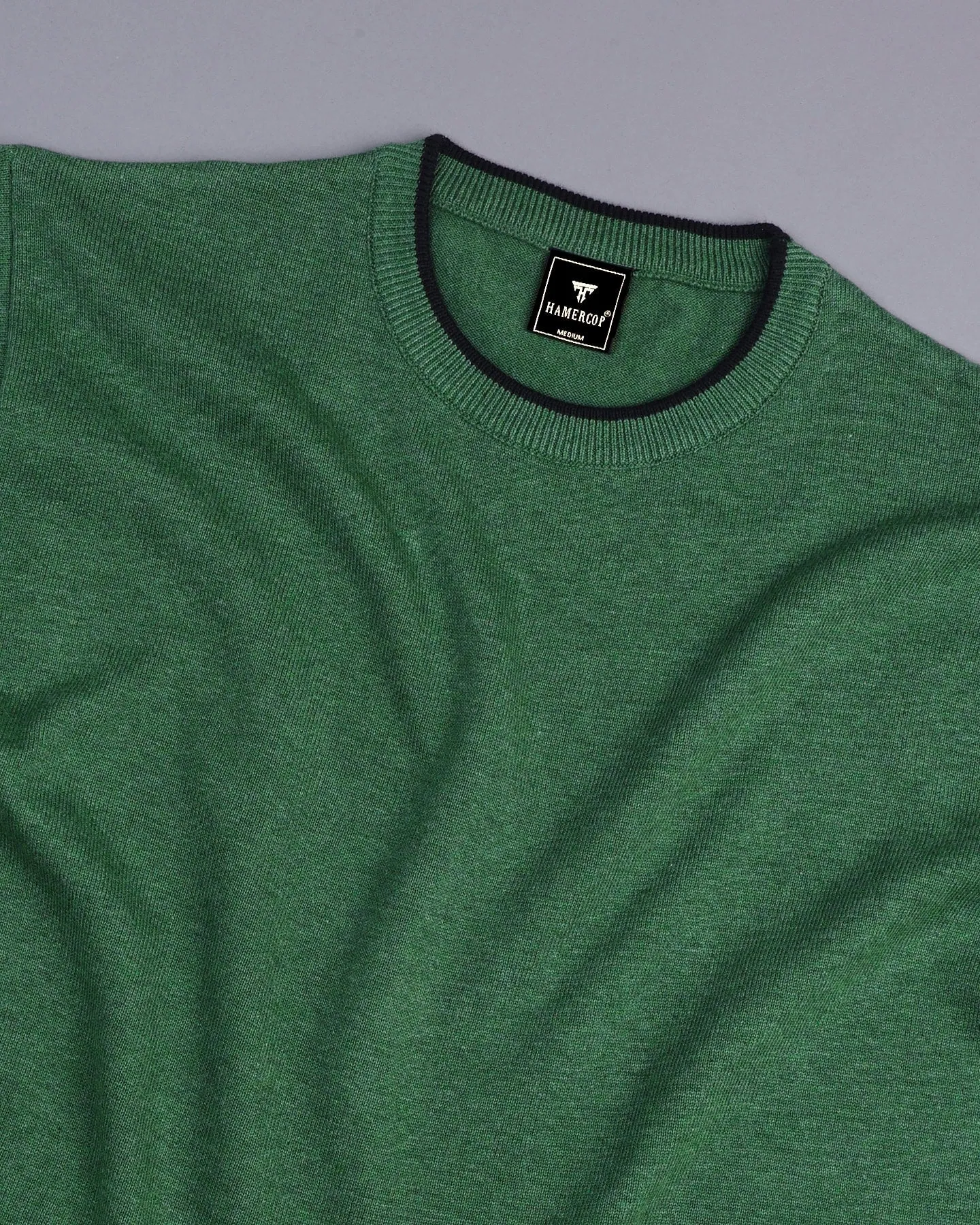 Thunder Hunter Green Melange Knitted Cotton T-Shirt