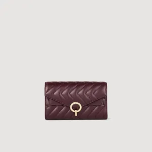 Yza Pocket Padding Leather Crossbody Clutch Bag Bordeaux