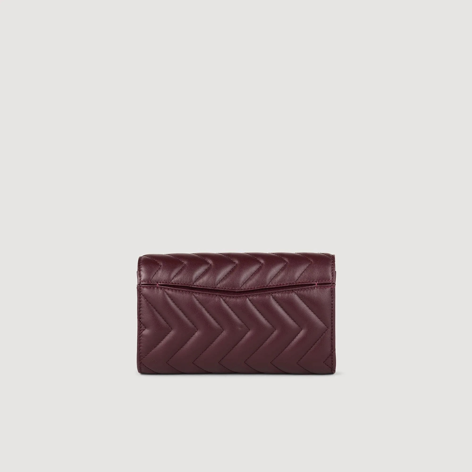Yza Pocket Padding Leather Crossbody Clutch Bag Bordeaux